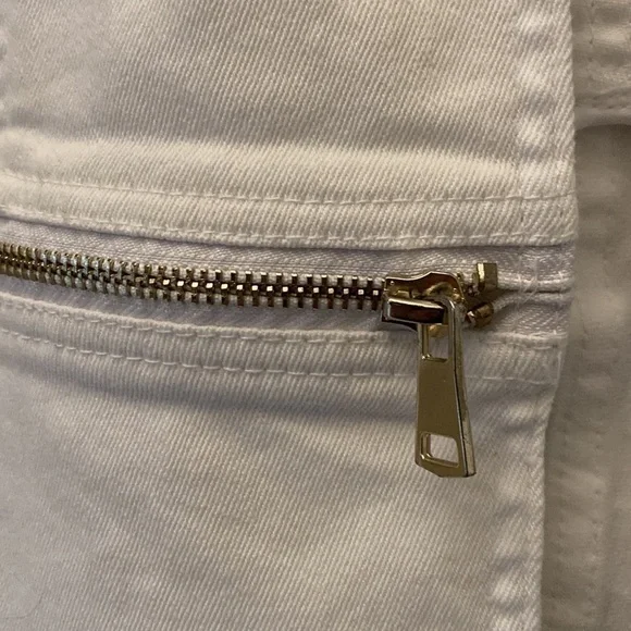 New Directions Petite White Jean Blazer w/ Zipper Accents Size Petite L - Picture 6 of 10